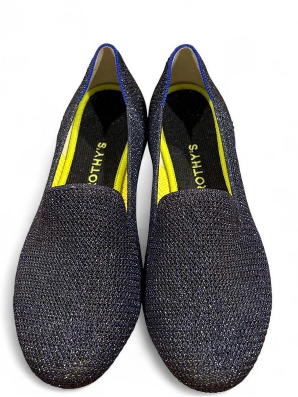Rothy's Rare Metallic Lattice Stitch Loafers Flats Navy Blue Women’s 7.5